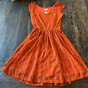 Orange Lace Sleeveless Dress NWT